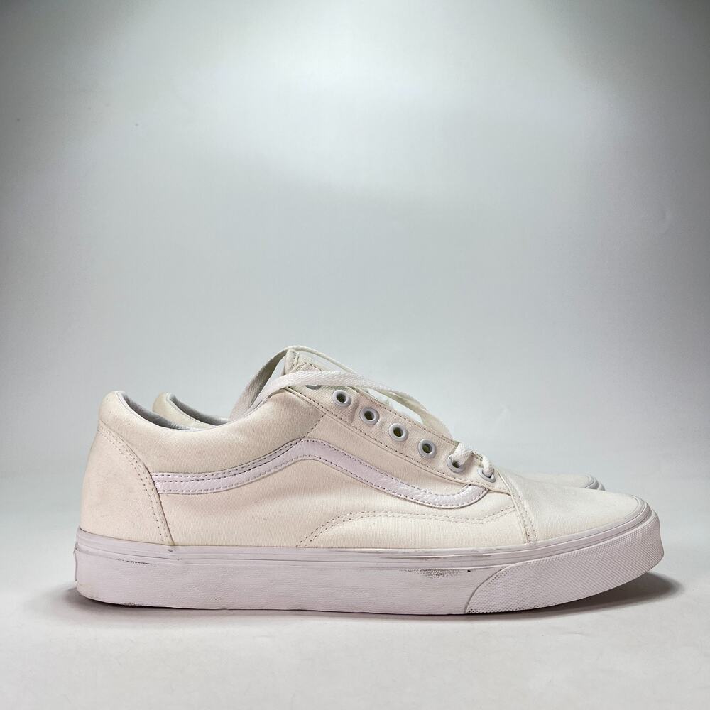 Vans Old Skool White Canvas Low Top Skateboarding Shoes 508731 Men's Size 12